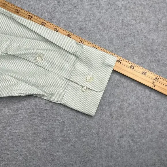 Calvin Klein Shirt Green White Striped Button Up Long Sleeve Mens 16.5 New NWT - Picture 14 of 14